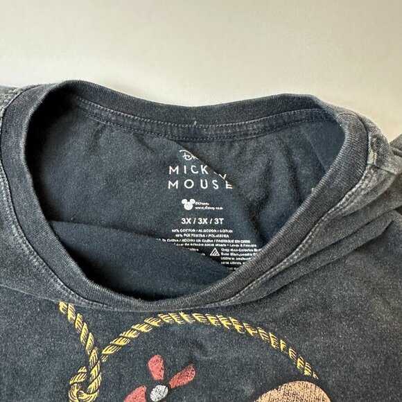 Disney Mickey Mouse Shirt Womens 3X Black Cowboy Hat Minnie Western Graphic Tee - Picture 4 of 11